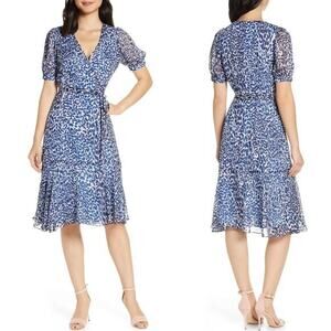 Eliza J Leopard Print Faux Wrap Dress in Blue Lyst plus size‎ 22W